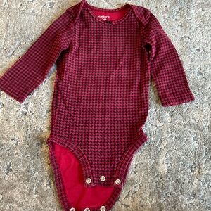 Carter's Burgundy Houndstooth Long Sleeve Bodysuit